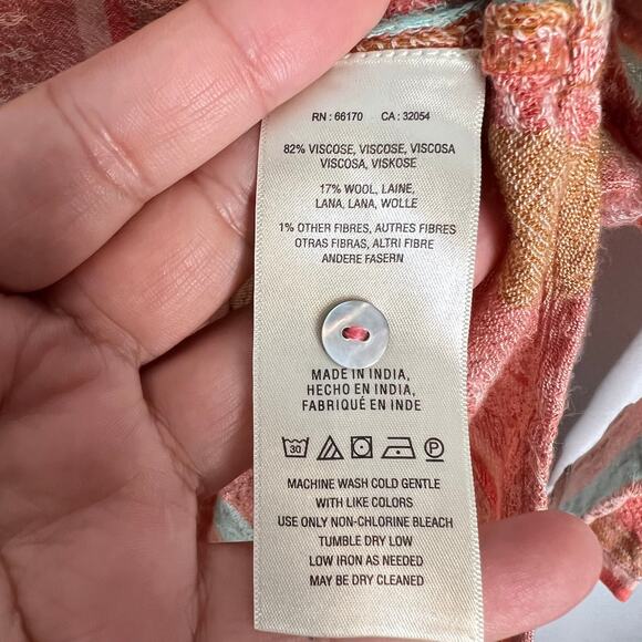 Maeve Anthropologie Calipatria Pink Peach Striped Blouse Button Front Woven Sz 6 - Picture 3 of 5